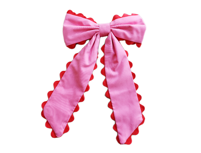 Ruffle Trim Hair Bow - Sweet Pea