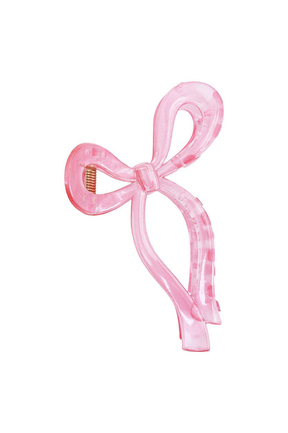 Pastel Jelly Clear Wavy Ribbon Bow Hair Claw