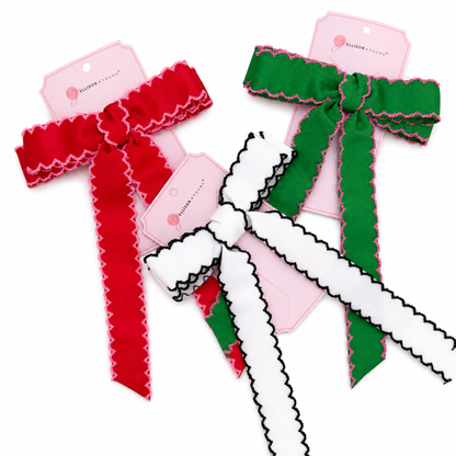 Scalloped Stitch Ribbon Bow Hair Clip – Playful Statement