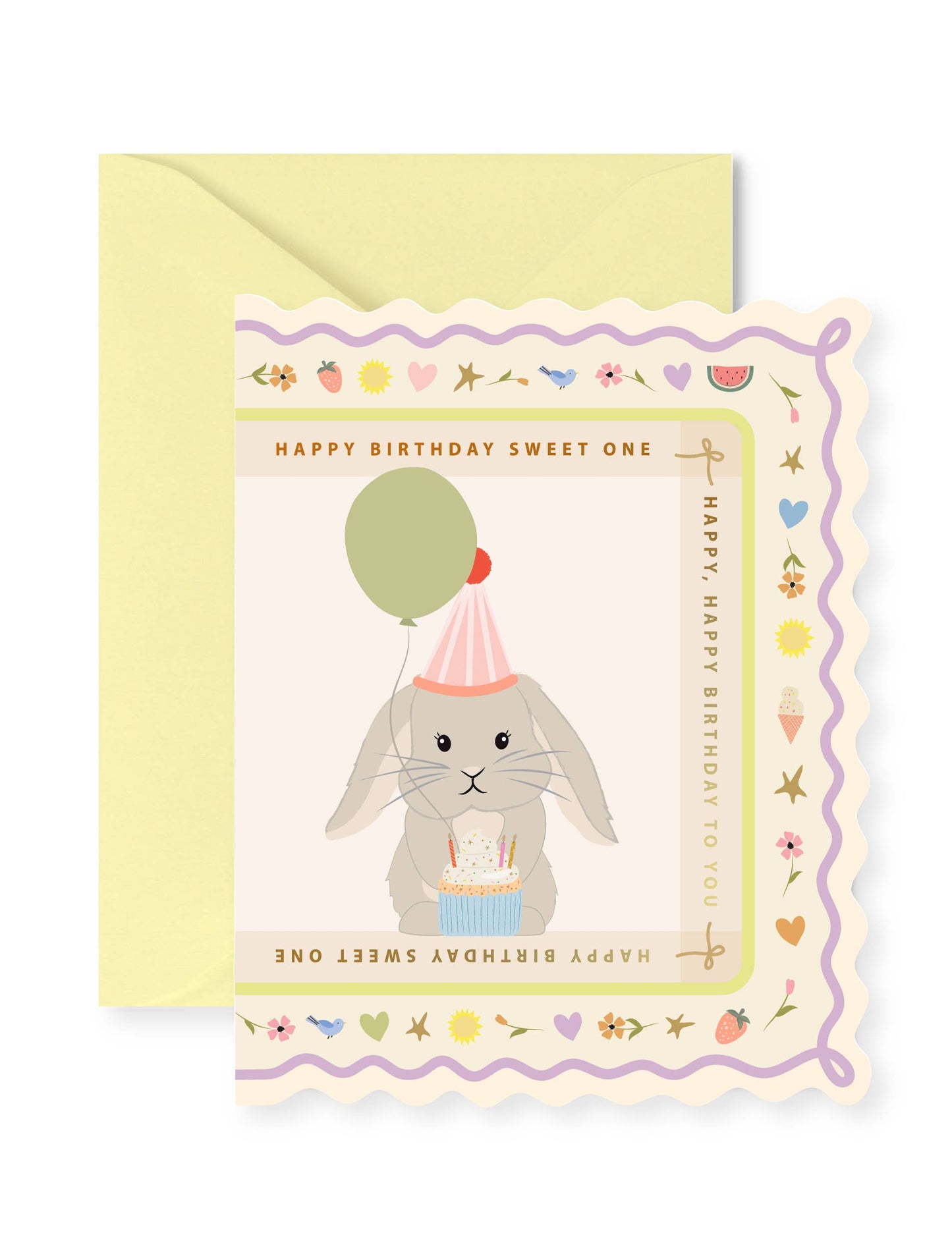 Birthday Bunny Scallop Greeting Card