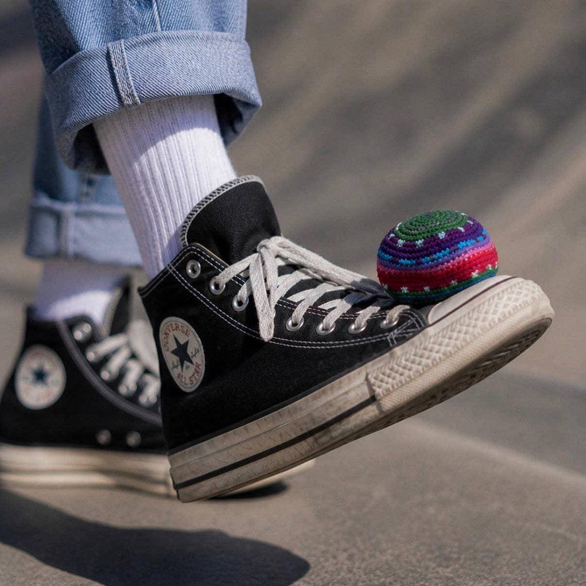 Knit Multicolor Hacky Sack Stress Ball Foot Sack Crochet - Guatemala / Mexico