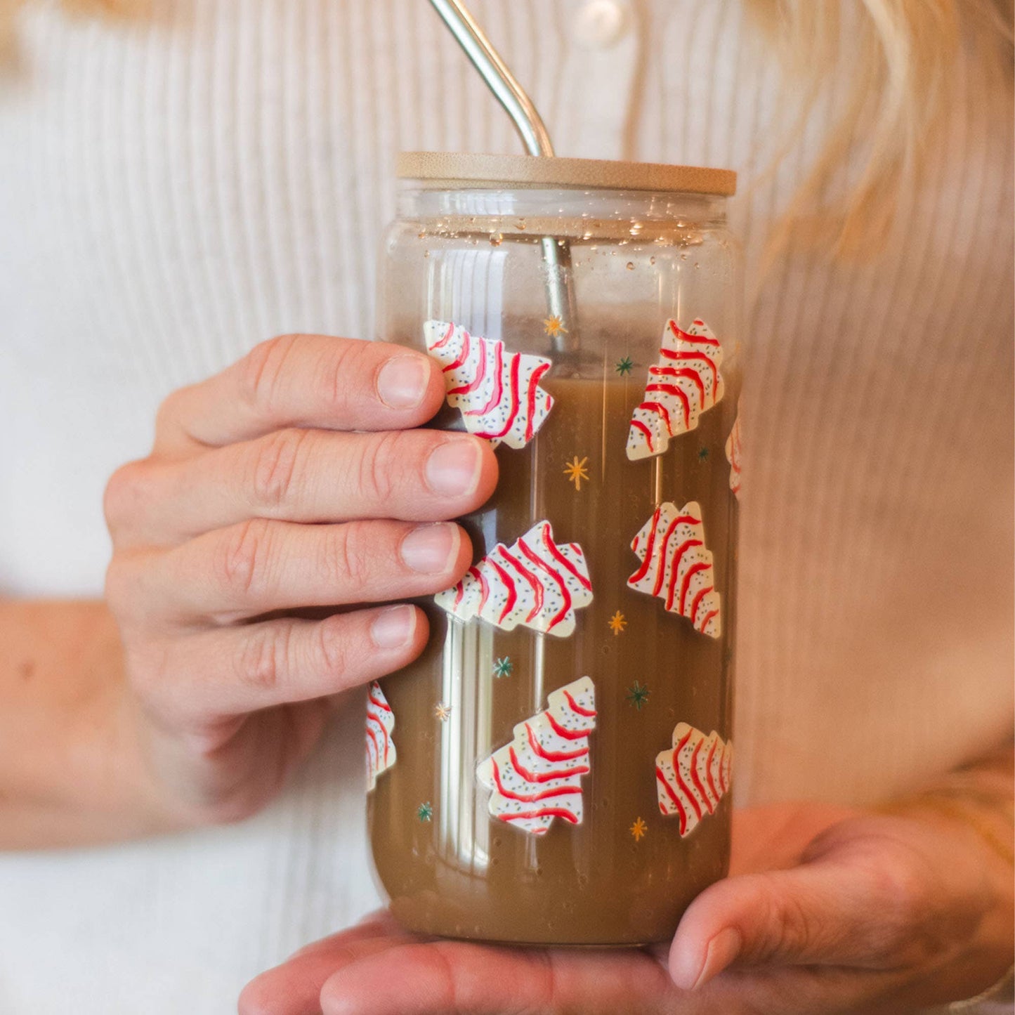 Christmas Tree Cakes Glass Can