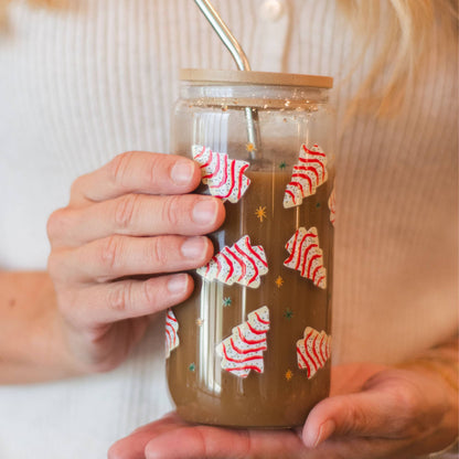 Christmas Tree Cakes Glass Can