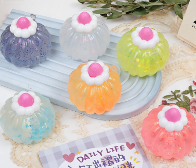 Glitter Crystal Pudding Cake Squeeze Toy-random color