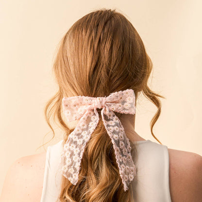 Ditzy Daisies Hair Bow-Blush