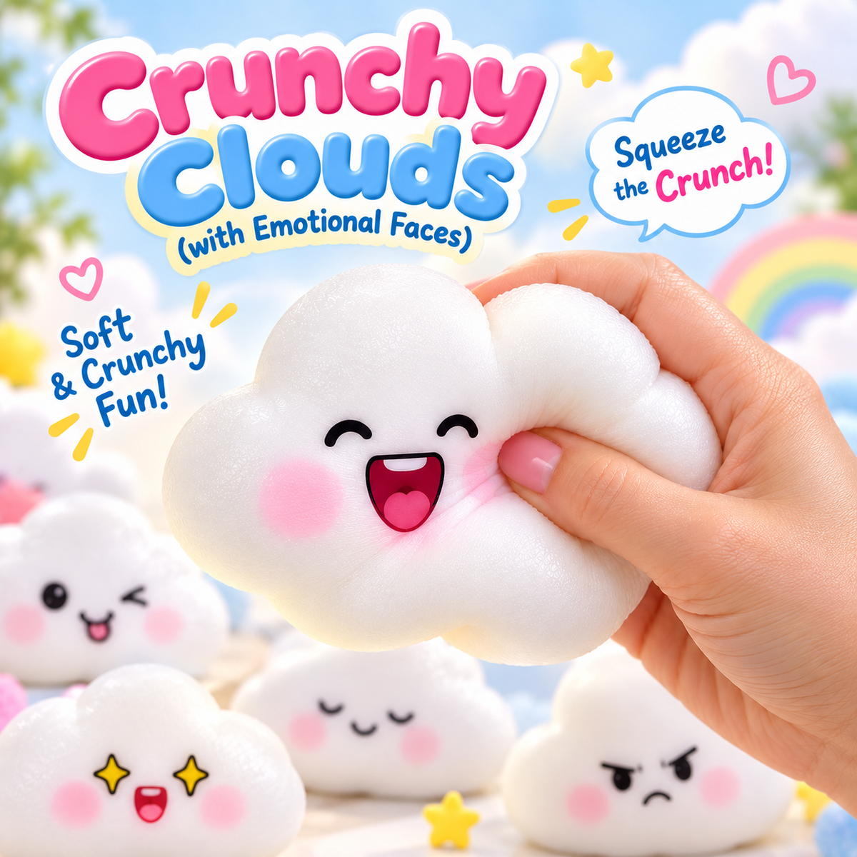 Crunchy Clouds (with Emotional Faces) ASMR Squishy