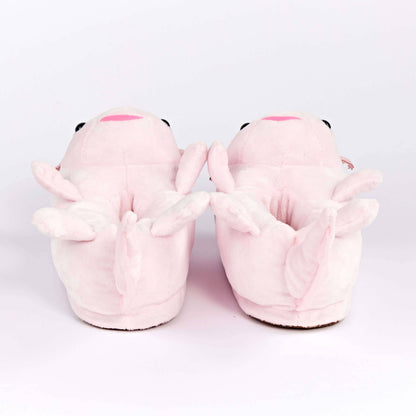 Lulu the Axolotl | Kid's Plush Animal Slippers with Grippers