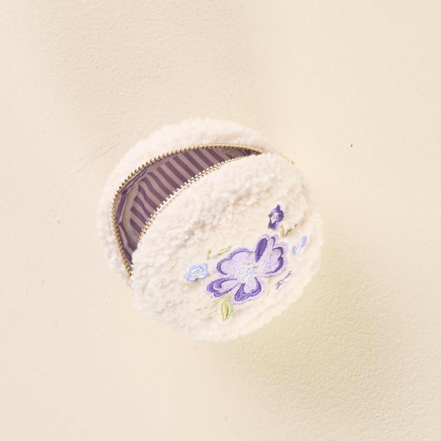 Teddy Pouch-Circle Dainty Floral Purple