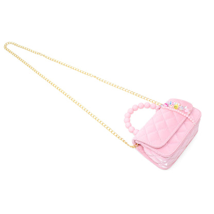 Pearl Handle Message Charm Handbag for Kids: Purple