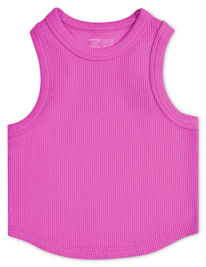 PRETTY PINK CROPPED RIBBED RACERBACK TANK TOP (SM/ MED)