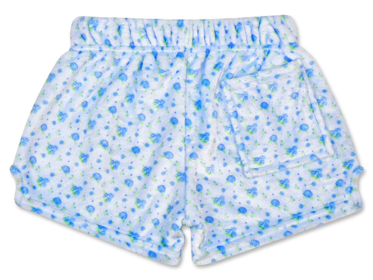 Blue Ditsy Plush Shorts (Youth X-Small (4-6))