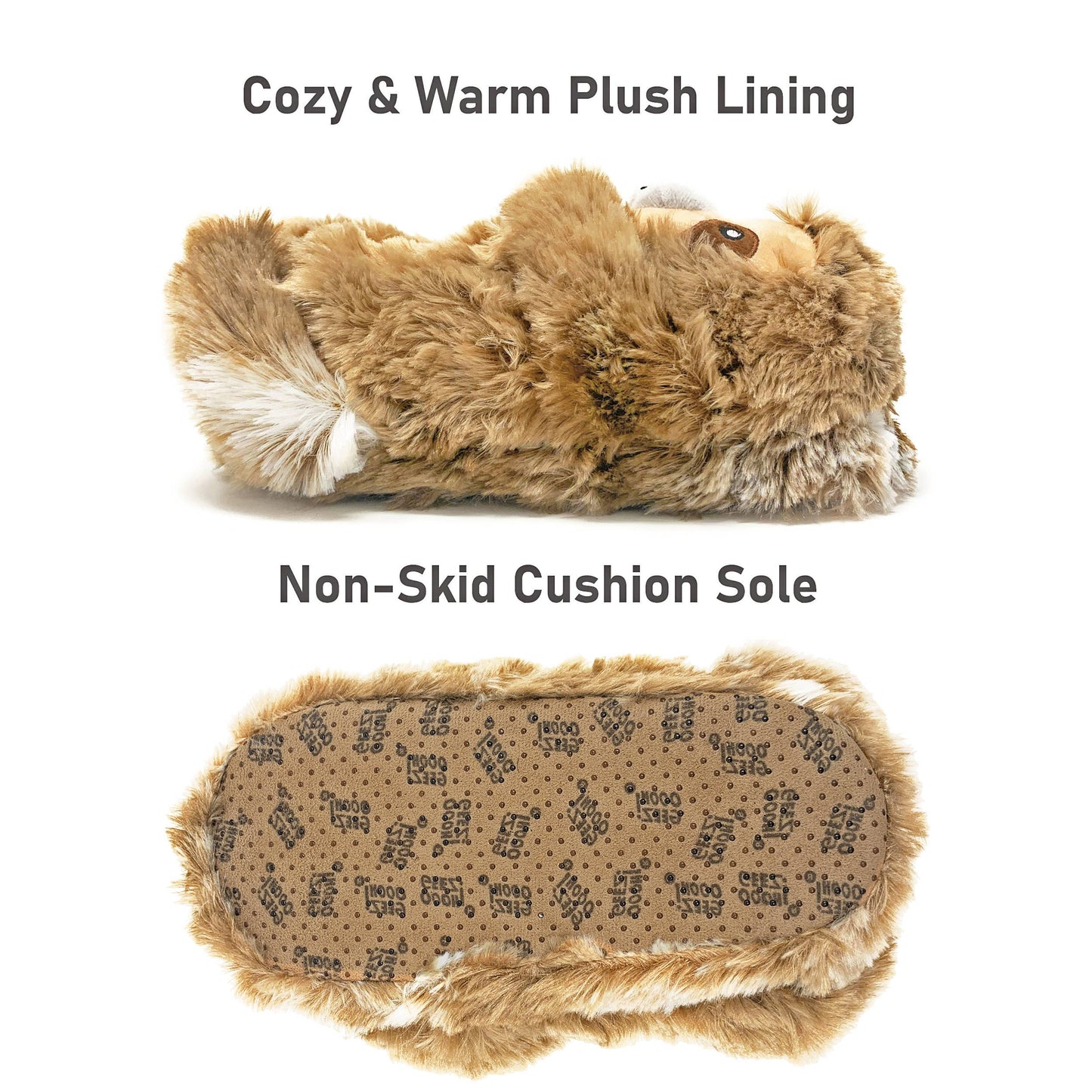 Dusty the Sloth | Kid's Funny Fluffy Non-Slip Slippers