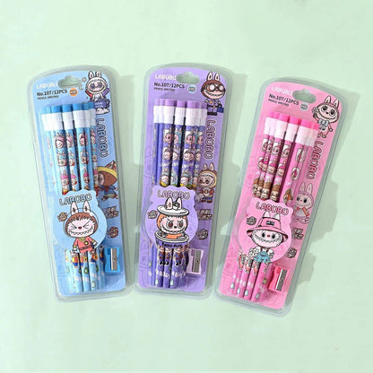 12-Pack Cute Cartoon Pencil Set with Sharpener