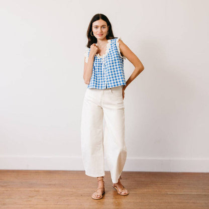 Blue Bay Gingham Birdie Top
