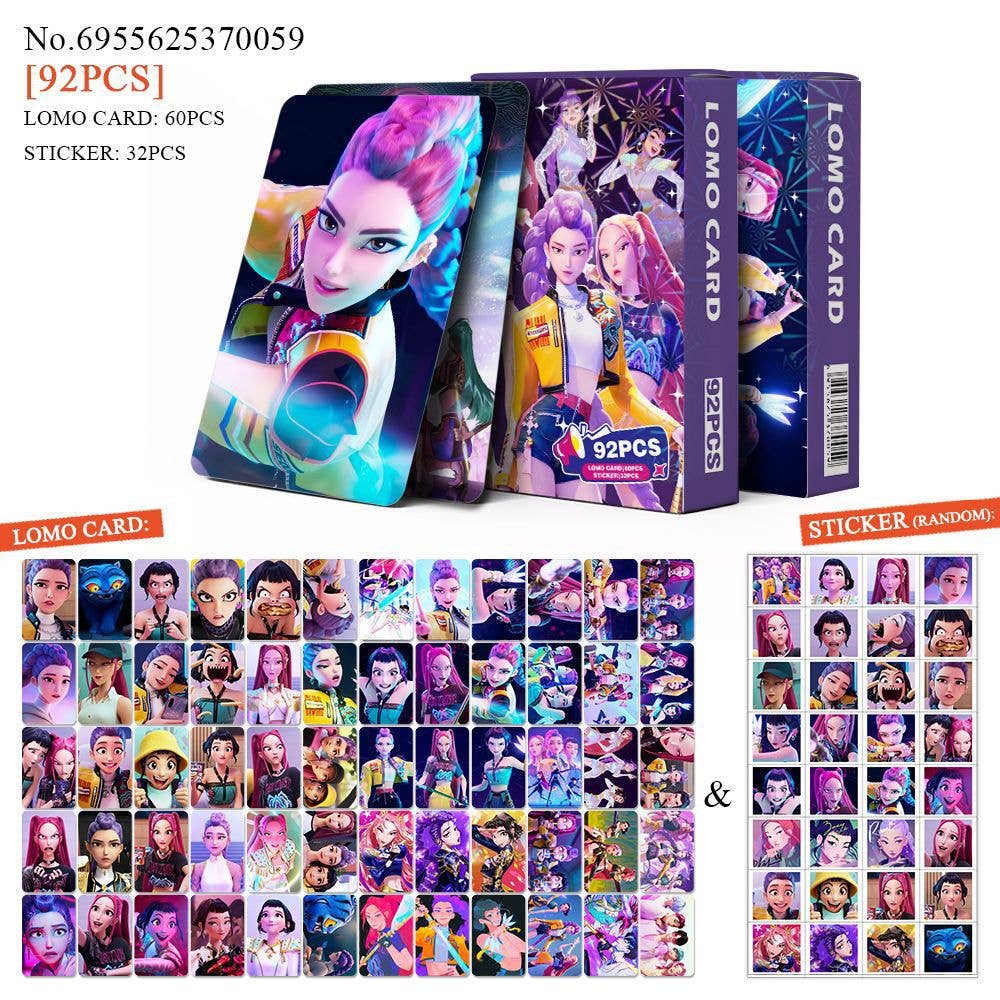 KPop Demon Hunters 60PCS LOMO Card&32PCS Stickers set