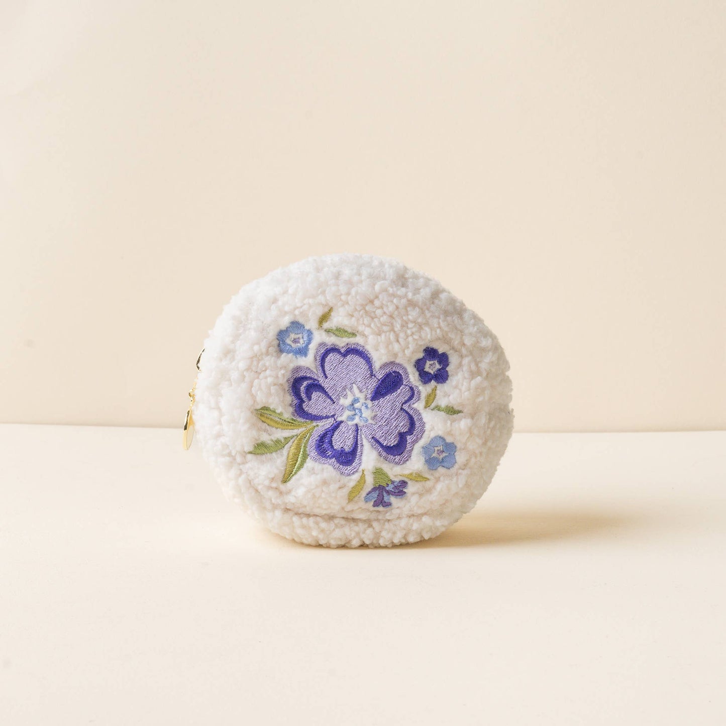 Teddy Pouch-Circle Dainty Floral Purple