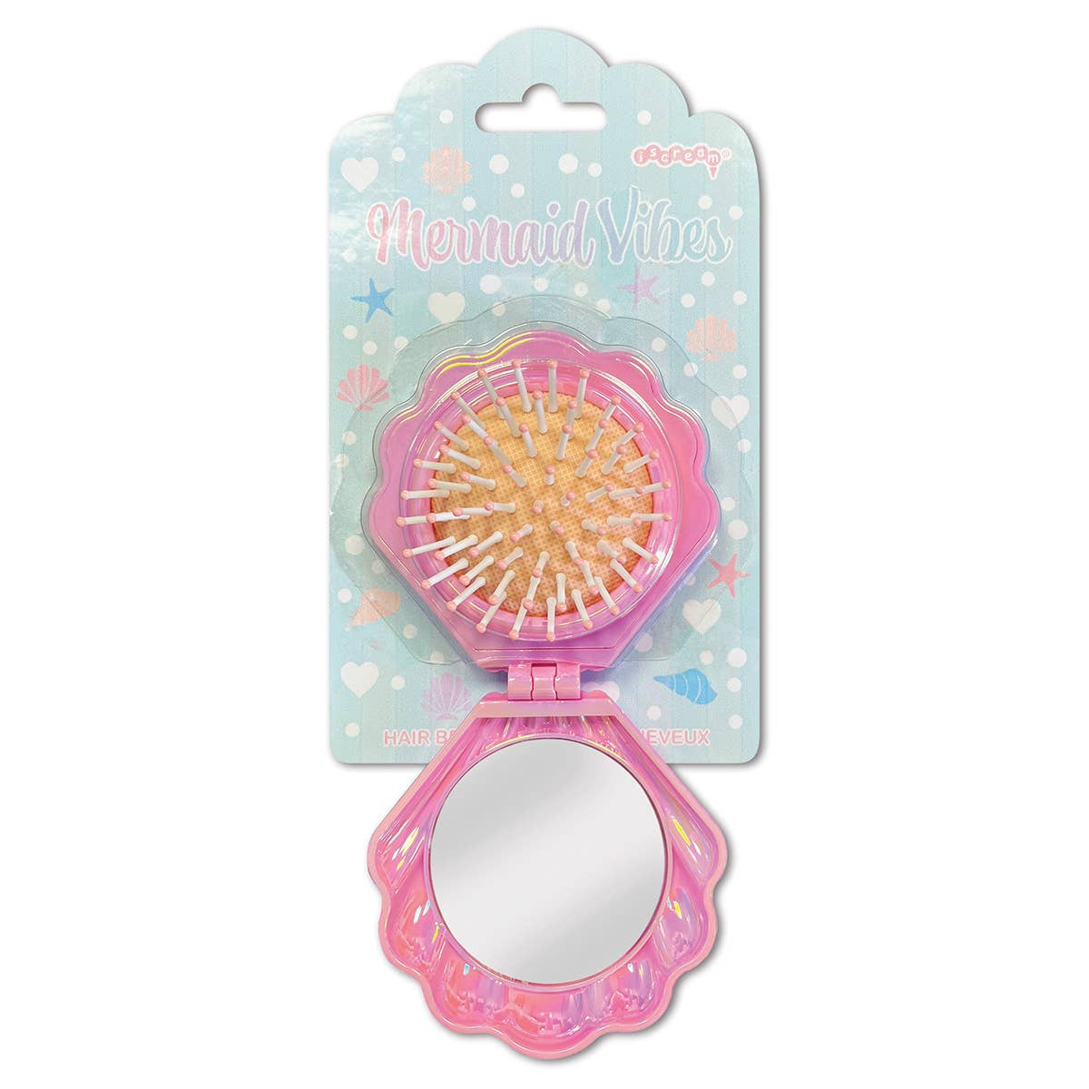 Mermaid Vibes Pop Up Shell Mirror & Hair Brush