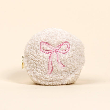 Teddy Pouch–Circle Bow Pink