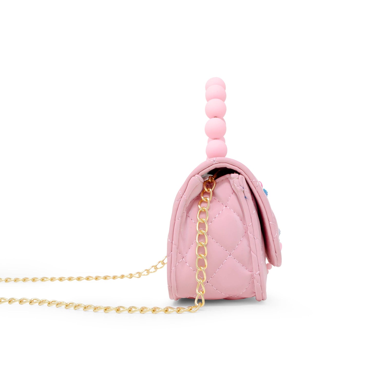 Pearl Handle Message Charm Handbag for Kids: Purple