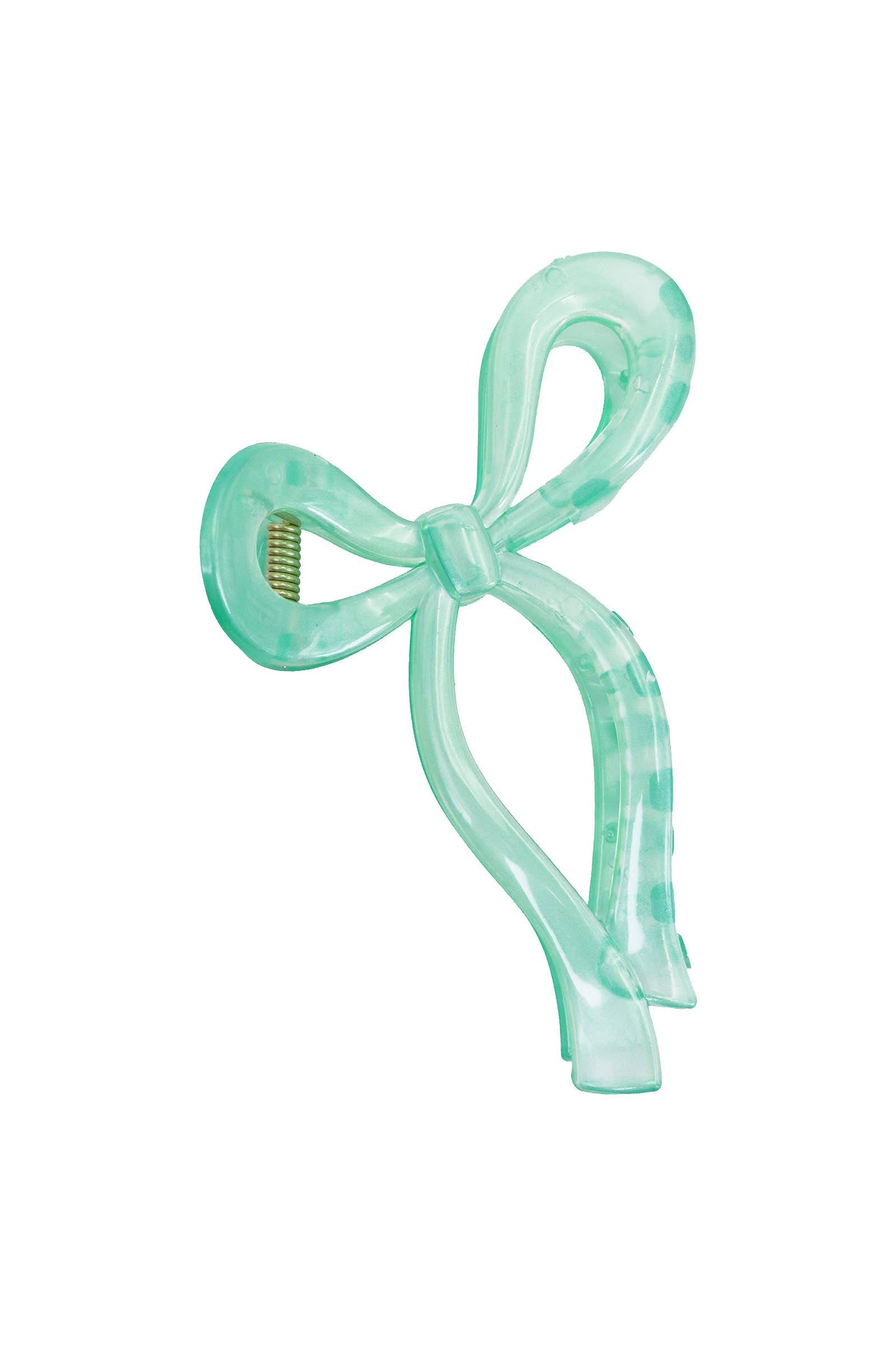 Pastel Jelly Clear Wavy Ribbon Bow Hair Claw