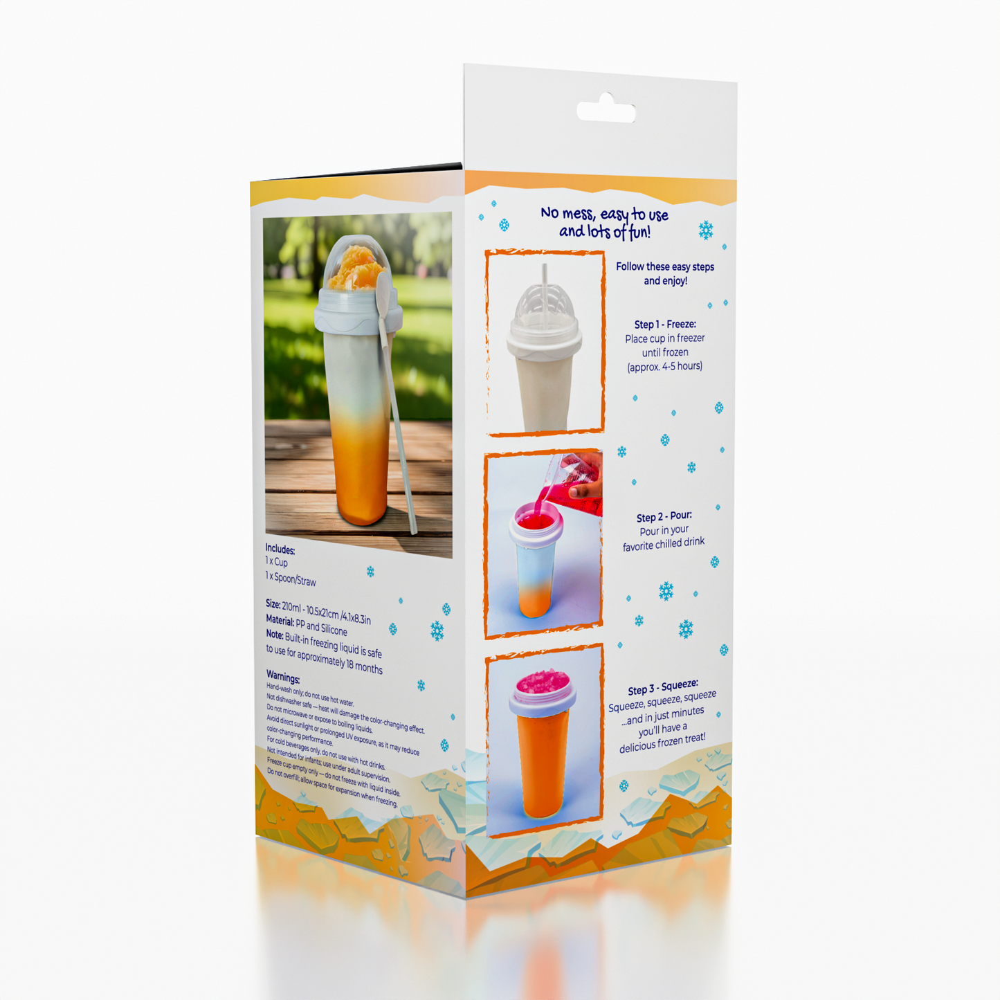 ProKitchen Squeezur Color-Changing Instant Slushie Maker Cup (1pc) Includes Straw/Spoon & Lid