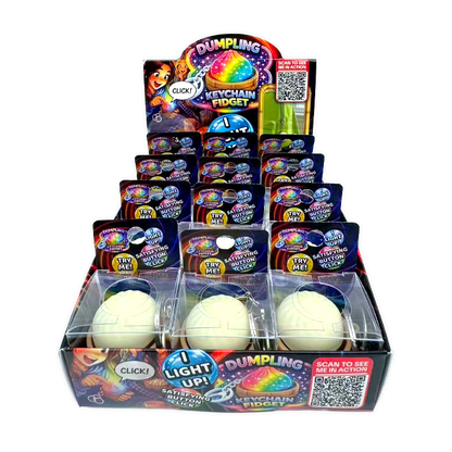 Fun Doh Dumpling Light-Up Click Fidget Keychain - 12/Display