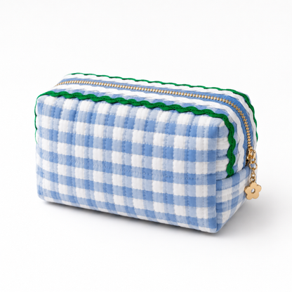 Ellison+Young Color Wave Gingham Cosmetic Case, Playful Details