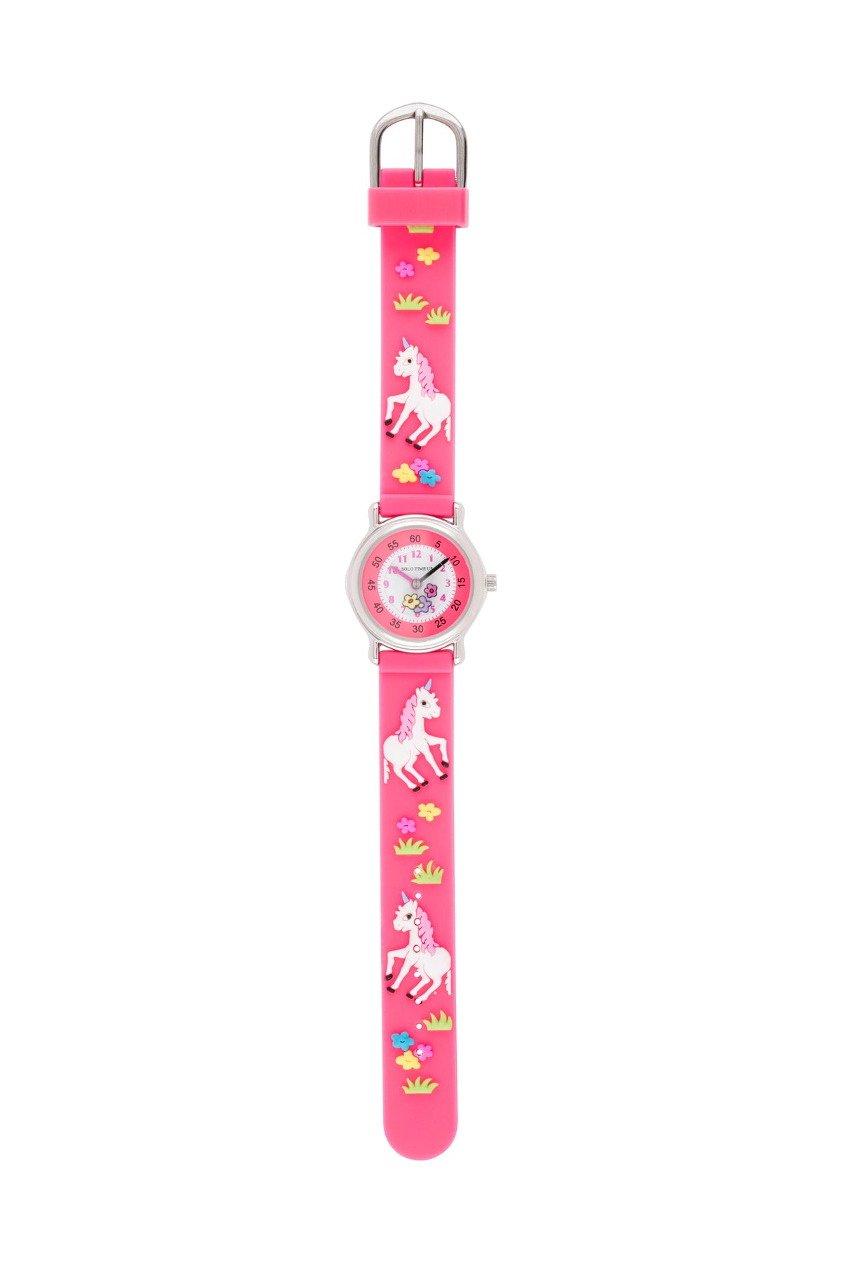 Pink unicorn 3 dimensional children's teaching time watch