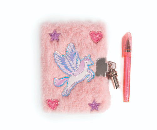 Amazing Alicorn Mini Furry Journal w/pen and lock