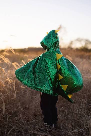 Dragon Toddler Cape Green Metallic 2-3T