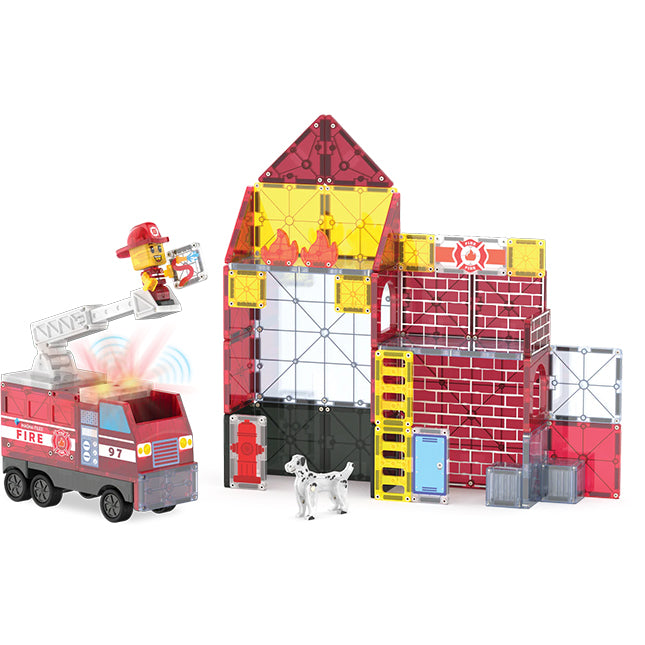 Magnatiles Fire Station 50 piece Set