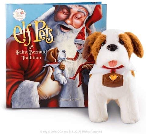 Elf Pets a Saint Bernard