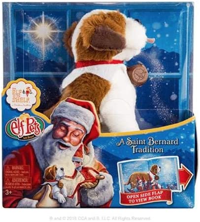 Elf Pets a Saint Bernard