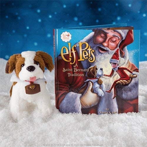 Elf Pets a Saint Bernard