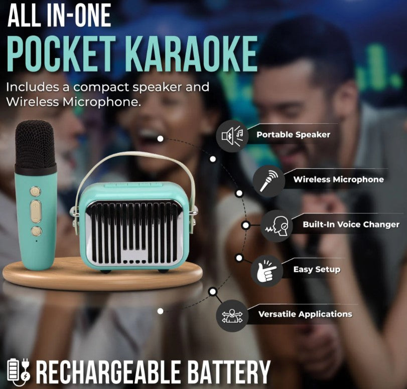 Pocket Karaoke Mic Teal